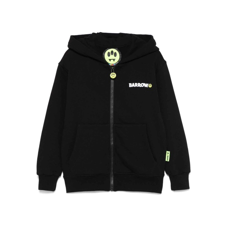 BARROW Felpa nera full-zip con cappuccio e logo bambini