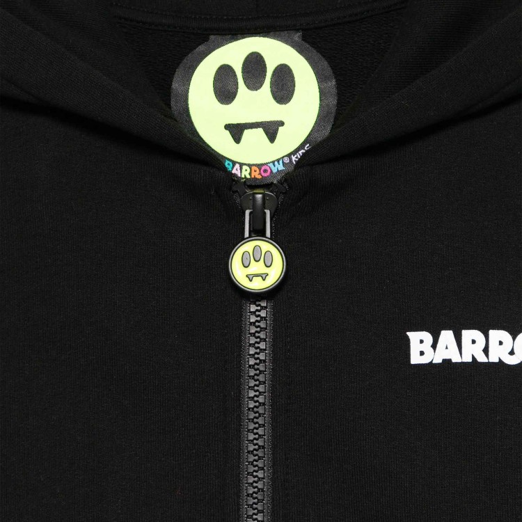 BARROW Felpa nera full-zip con cappuccio e logo bambini