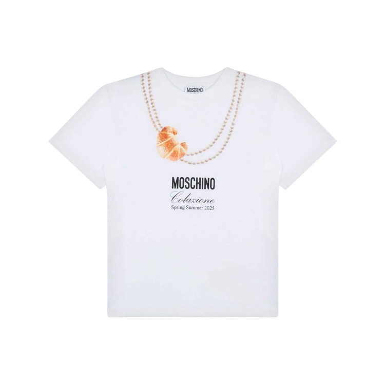 MOSCHINO T-shirt bianca con stampa grafica bambina