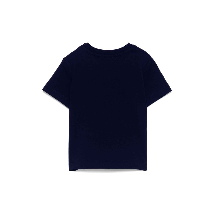 MOSCHINO T-shirt blu navy con stampa logo neonati