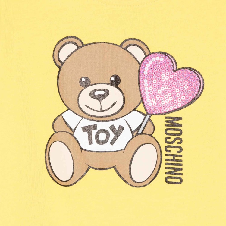 MOSCHINO Abito giallo con stampa Teddy neonata