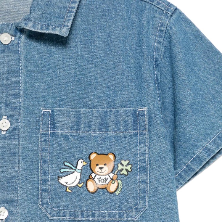 MOSCHINO Camicia in denim Teddy Bear neonato