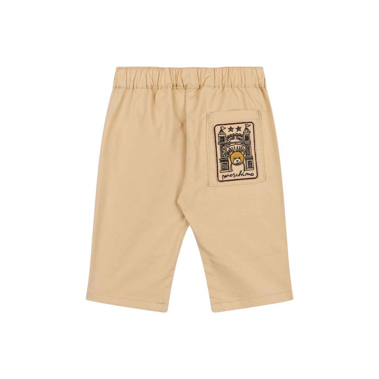 MOSCHINO Pantaloni beige con applicazione logo neonato