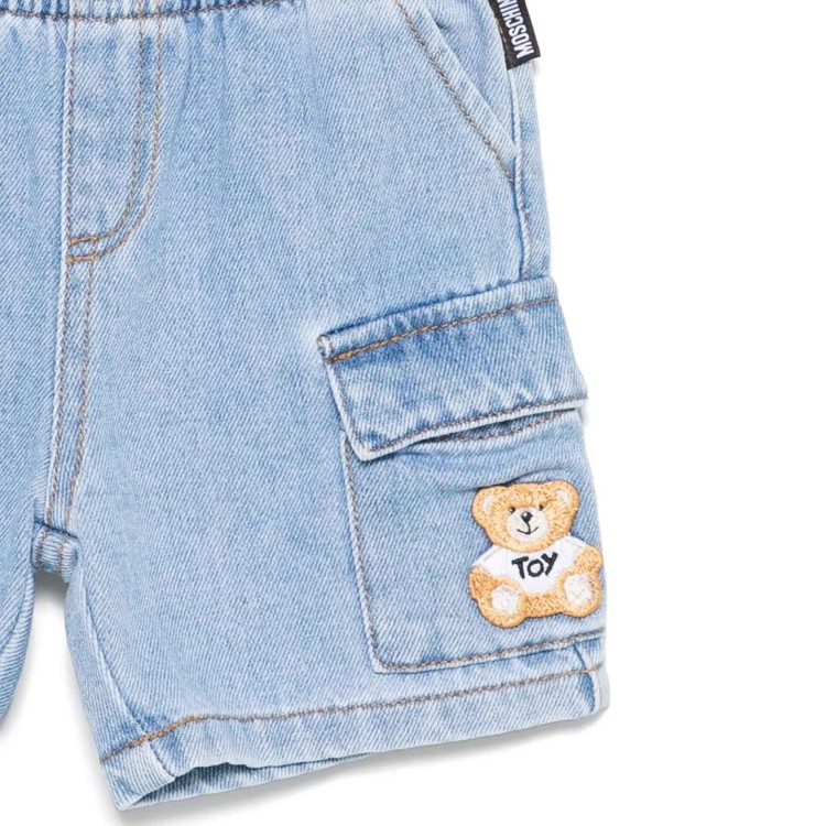 MOSCHINO Shorts cargo in denim chiaro Teddy neonato