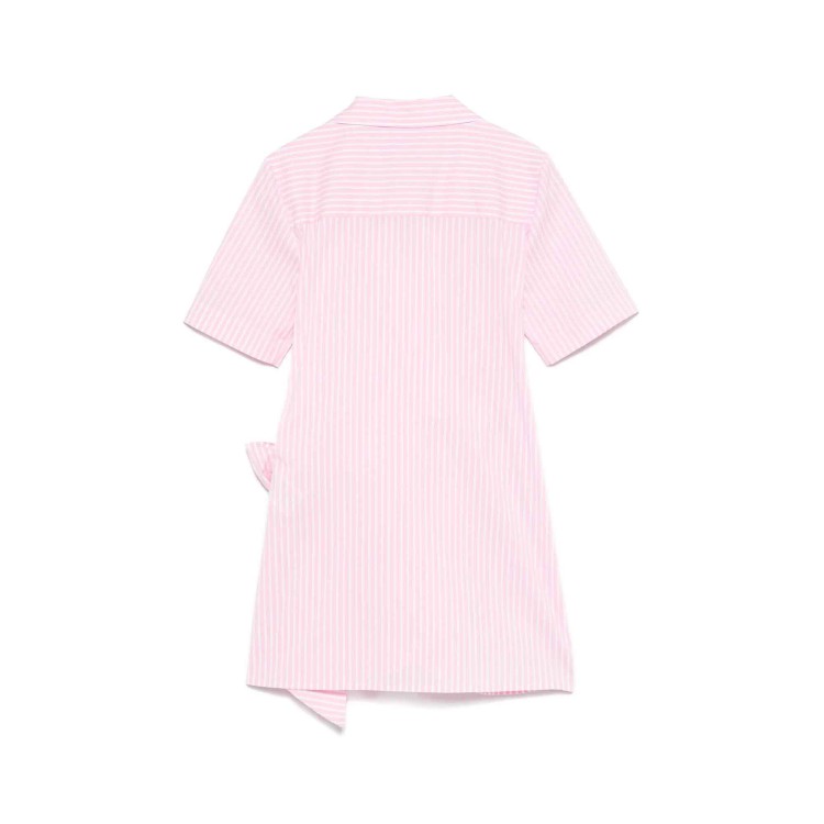 MSGM Abito rosa a righe con colletto e fiocco bambina