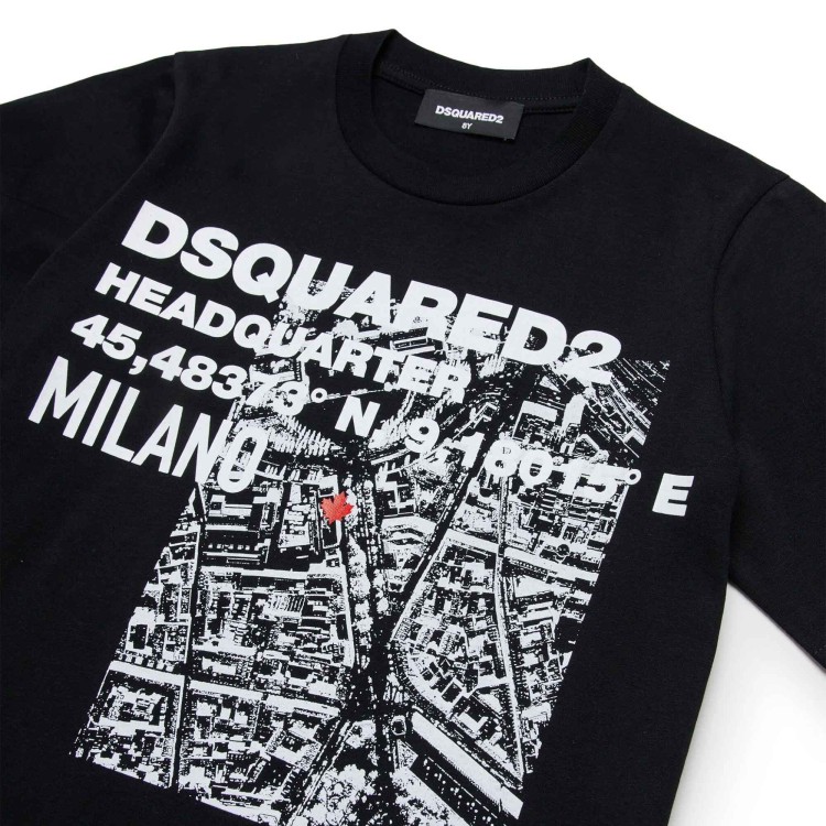 DSQUARED T-shirt nera con stampa frontale bambini