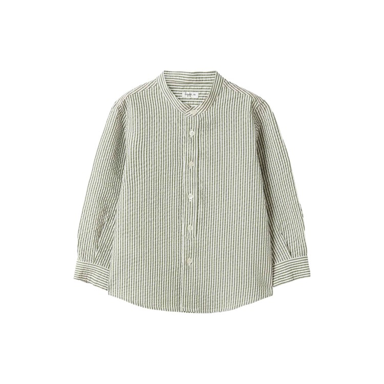 IL GUFO Camicia verde e bianca a righe bambino