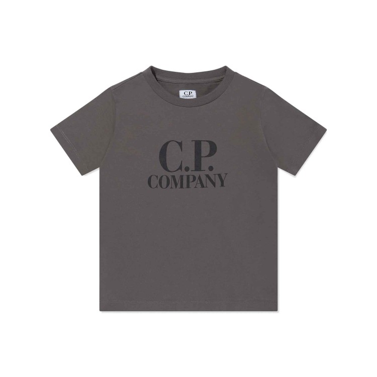 C.P. COMPANY T-shirt antracite con logo sul petto bambini