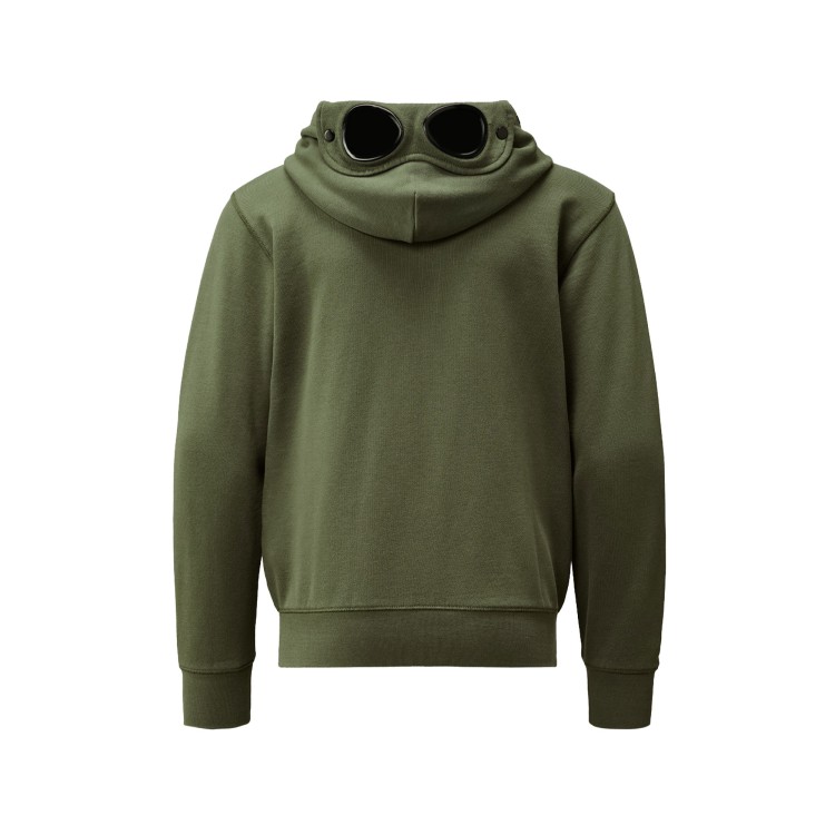 C.P. COMPANY Felpa verde militare full-zip con cappuccio Lens bambino