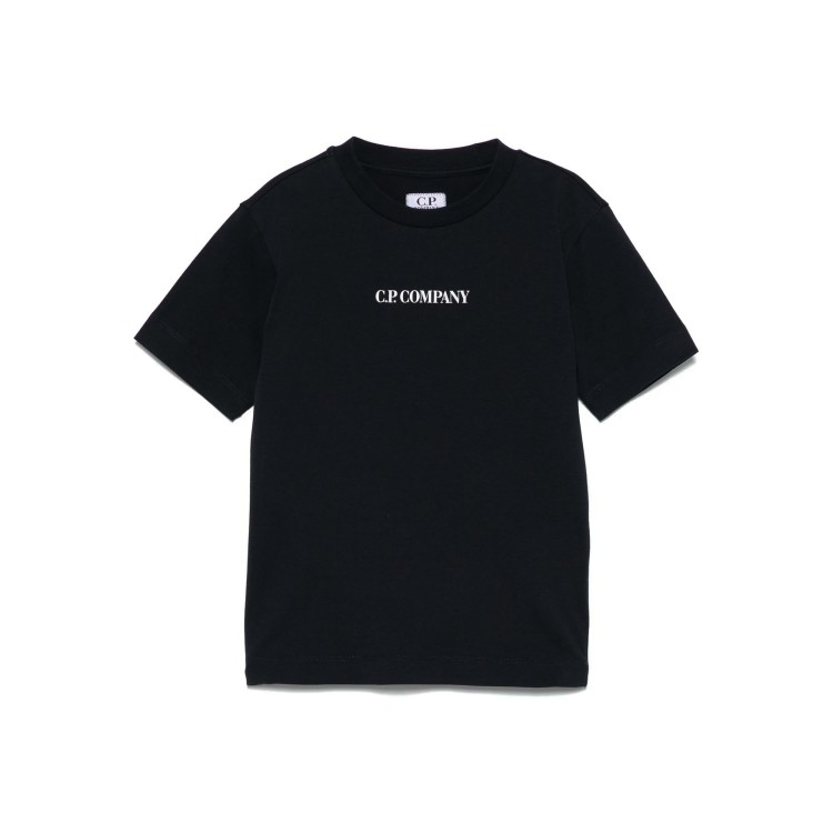 C.P. COMPANY T-shirt nera con logo sul petto bambini