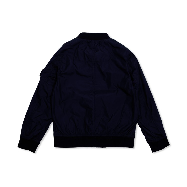 STONE ISLAND Bomber blu con applicazione logo bambini