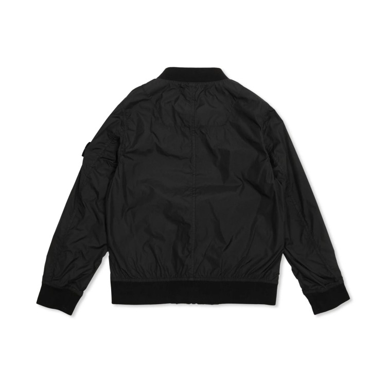 STONE ISLAND Bomber nero con applicazione logo bambini