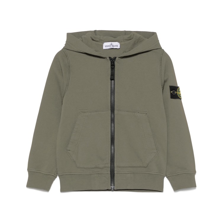 STONE ISLAND Felpa fango full-zip con cappuccio Compass bambini