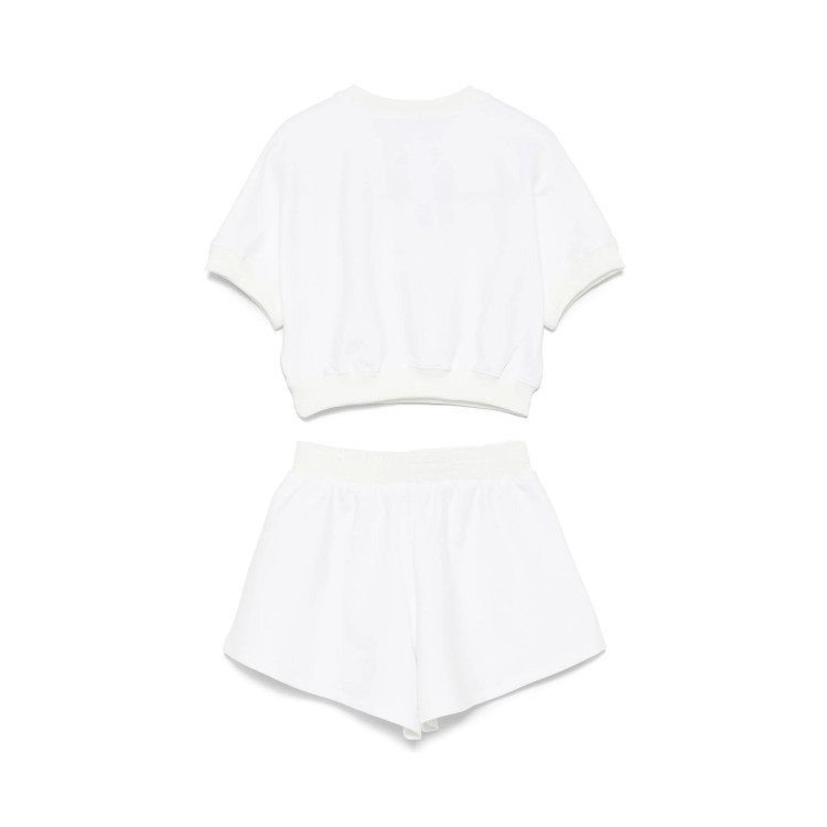 TWIN-SET Completo bianco con logo goffrato bambina