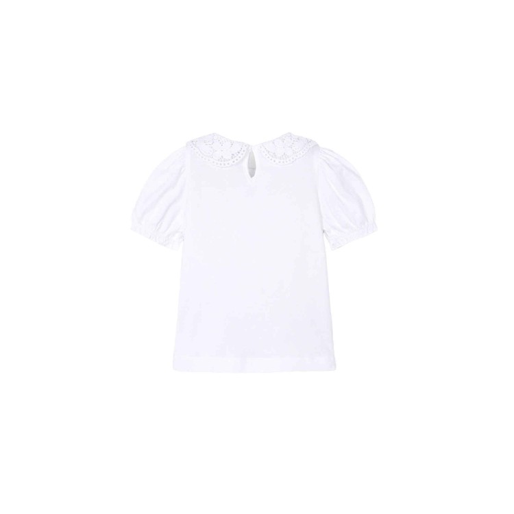 MAYORAL T-shirt bianca con colletto in pizzo bambina