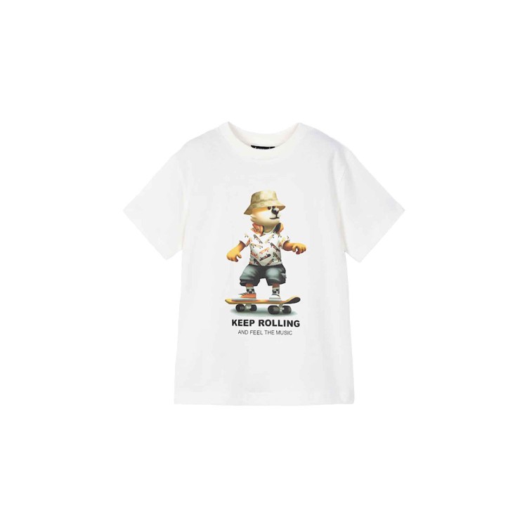 MAYORAL T-shirt bianca con stampa skate bambino