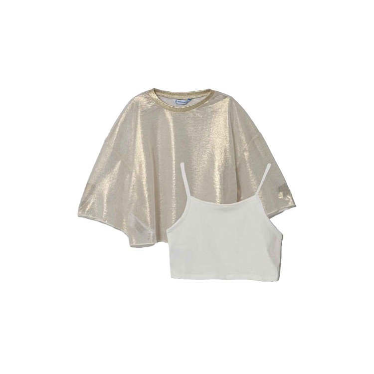 MAYORAL Set avorio top e t-shirt spalmata bambina