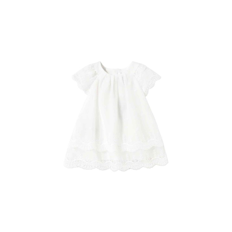 MAYORAL Abito bianco in tulle con ricamo volant neonata