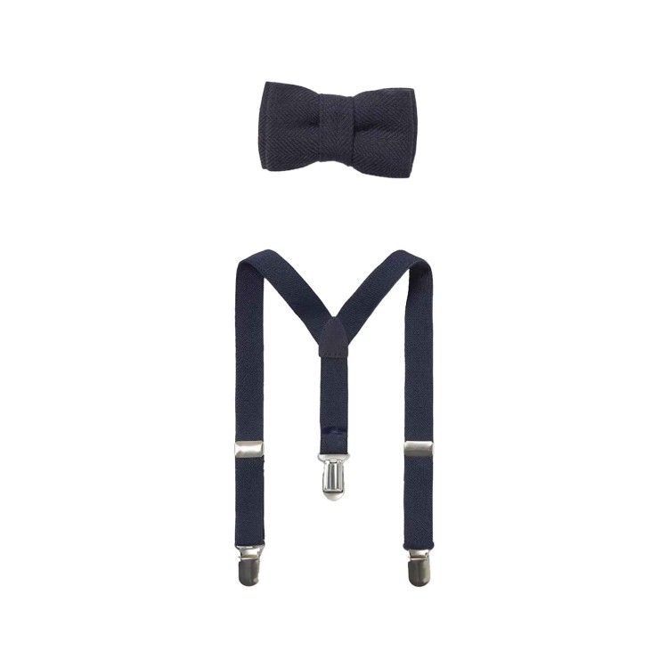 MAYORAL Set blu navy bretelle e papillon neonato