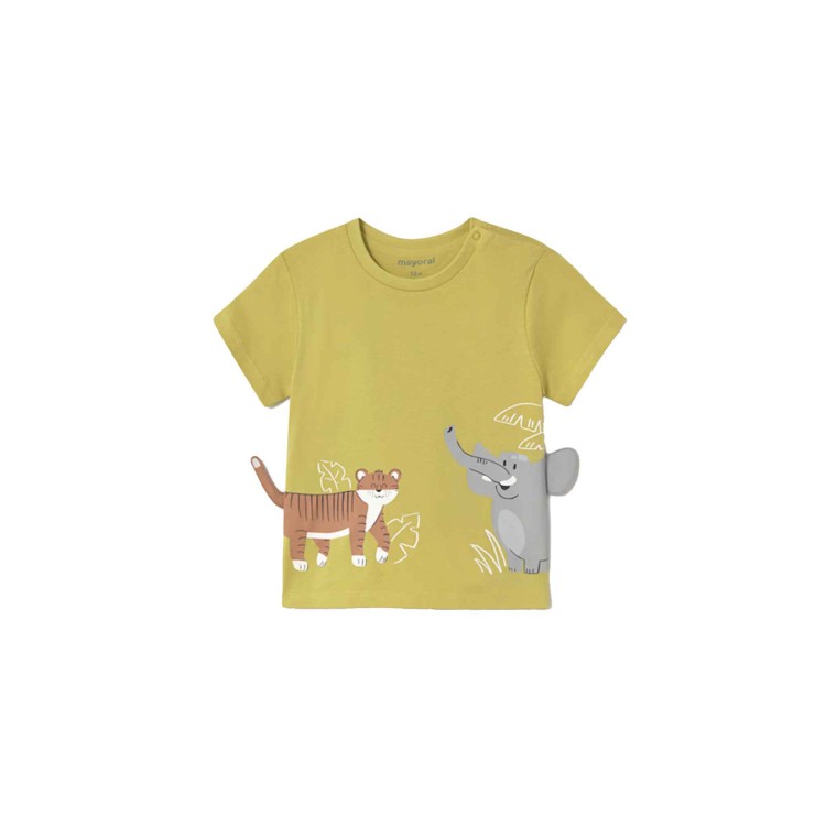 MAYORAL T-shirt gialla con applicazione animali neonato