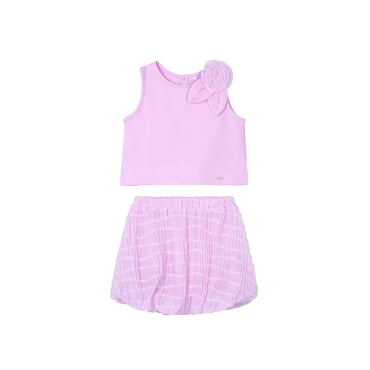 MAYORAL Completo rosa t-shirt e gonna bambina