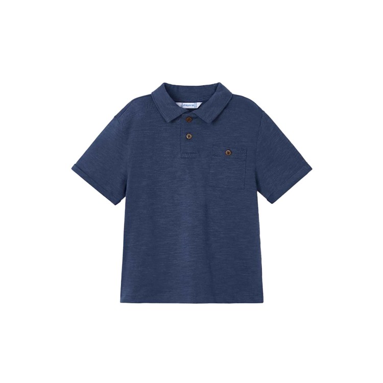 MAYORAL Polo blu con tasca bambino