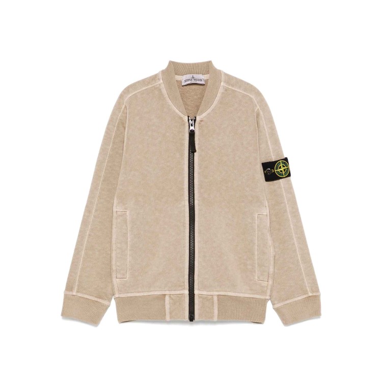 STONE ISLAND Felpa sabbia full-zip bambini