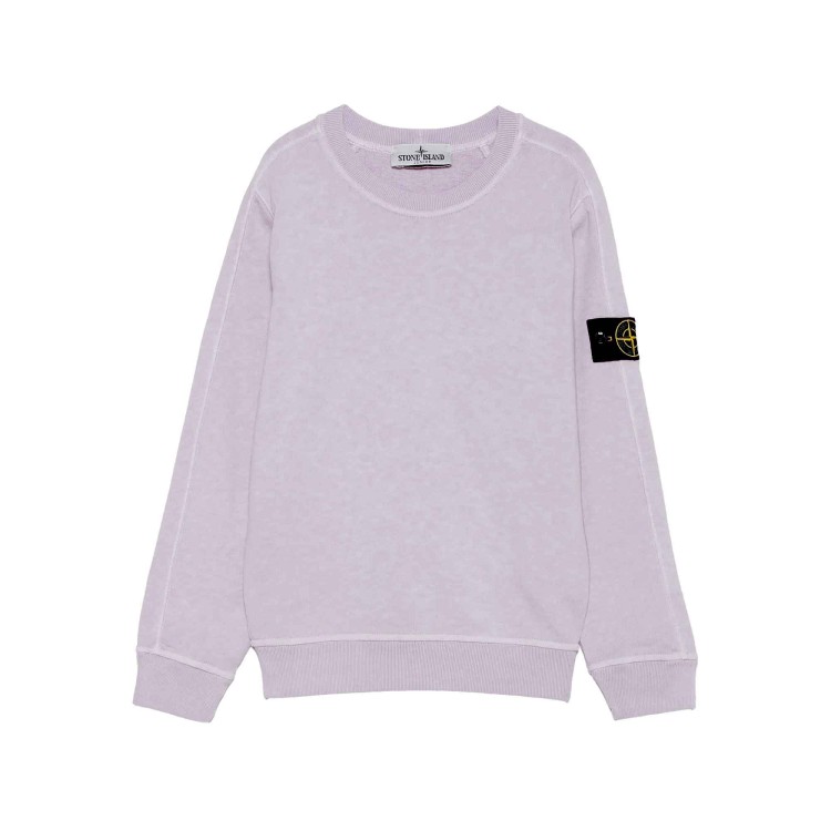 STONE ISLAND Felpa glicine girocollo con applicazione Compass bambini