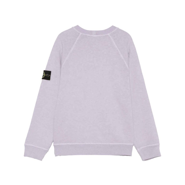 STONE ISLAND Felpa glicine girocollo con applicazione Compass bambini