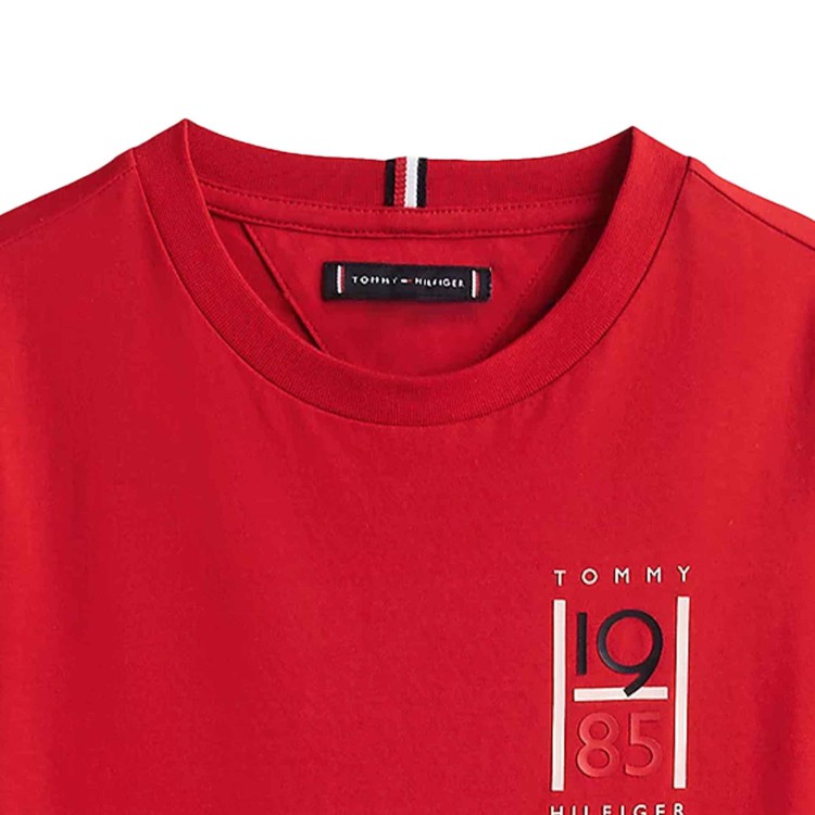 TOMMY HILFIGER T-shirt rossa con stampa logo bambino