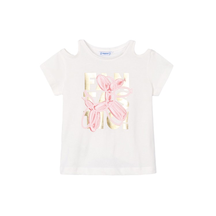 MAYORAL T-shirt bianca con spalle cut-out bambina