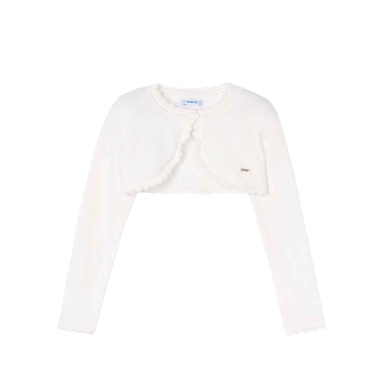 MAYORAL Cardigan bianco con balze bambina