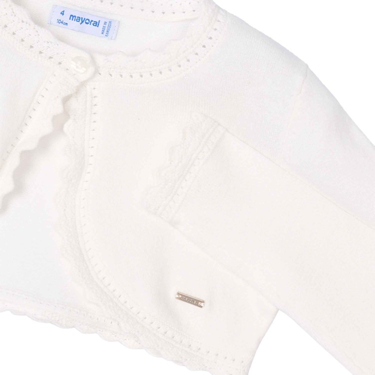 MAYORAL Cardigan bianco con balze bambina