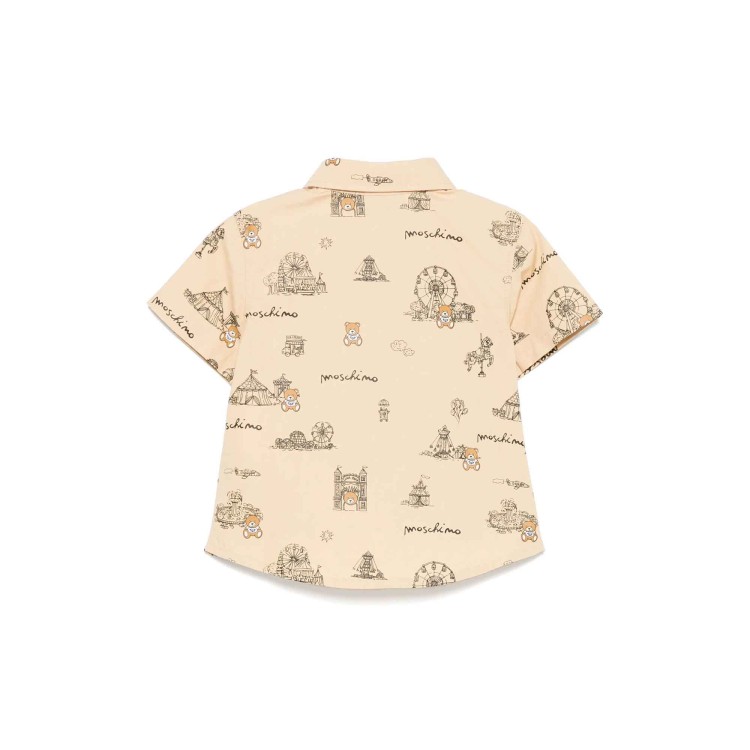 MOSCHINO Camicia beige con motivo circus all-over neonato