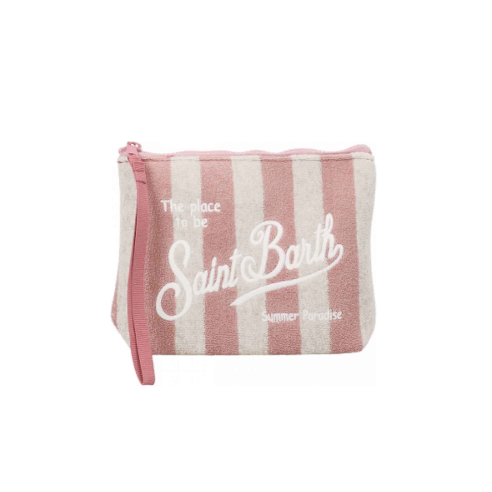 SAINT BARTH Pochette in spugna a righe rosa bambina