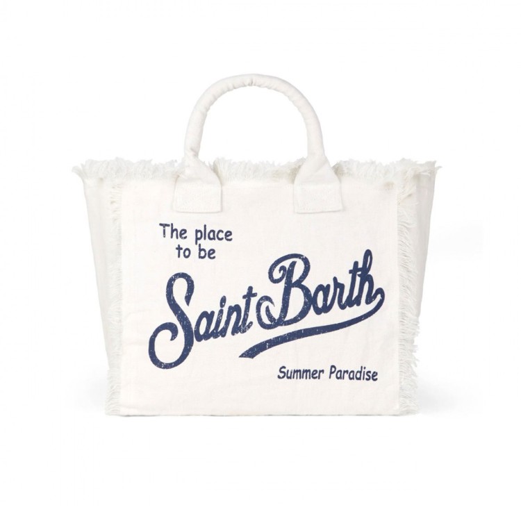 SAINT BARTH Borsa Colette bianca in lino bambina