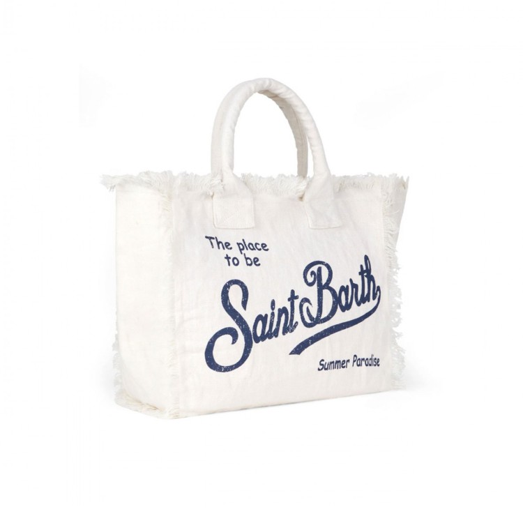 SAINT BARTH Borsa Colette bianca in lino bambina