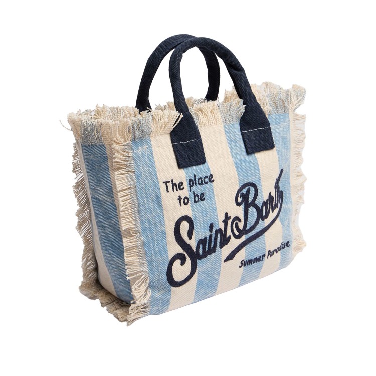 SAINT BARTH Borsa Colette a righe celesti bambina