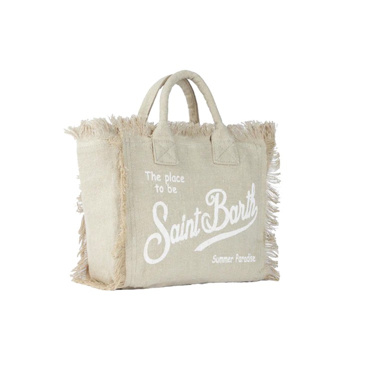 SAINT BARTH Borsa Colette beige in lino bambina