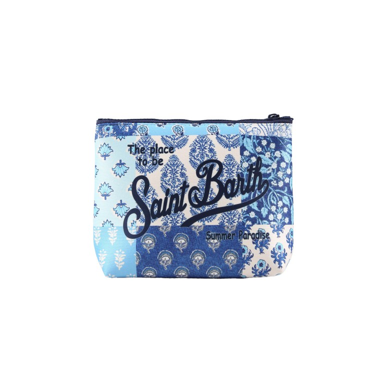 SAINT BARTH Pochette celeste con stampa floreale bambina