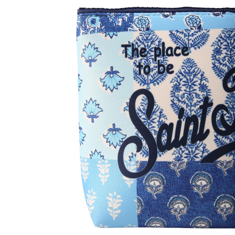 SAINT BARTH Pochette celeste con stampa floreale bambina