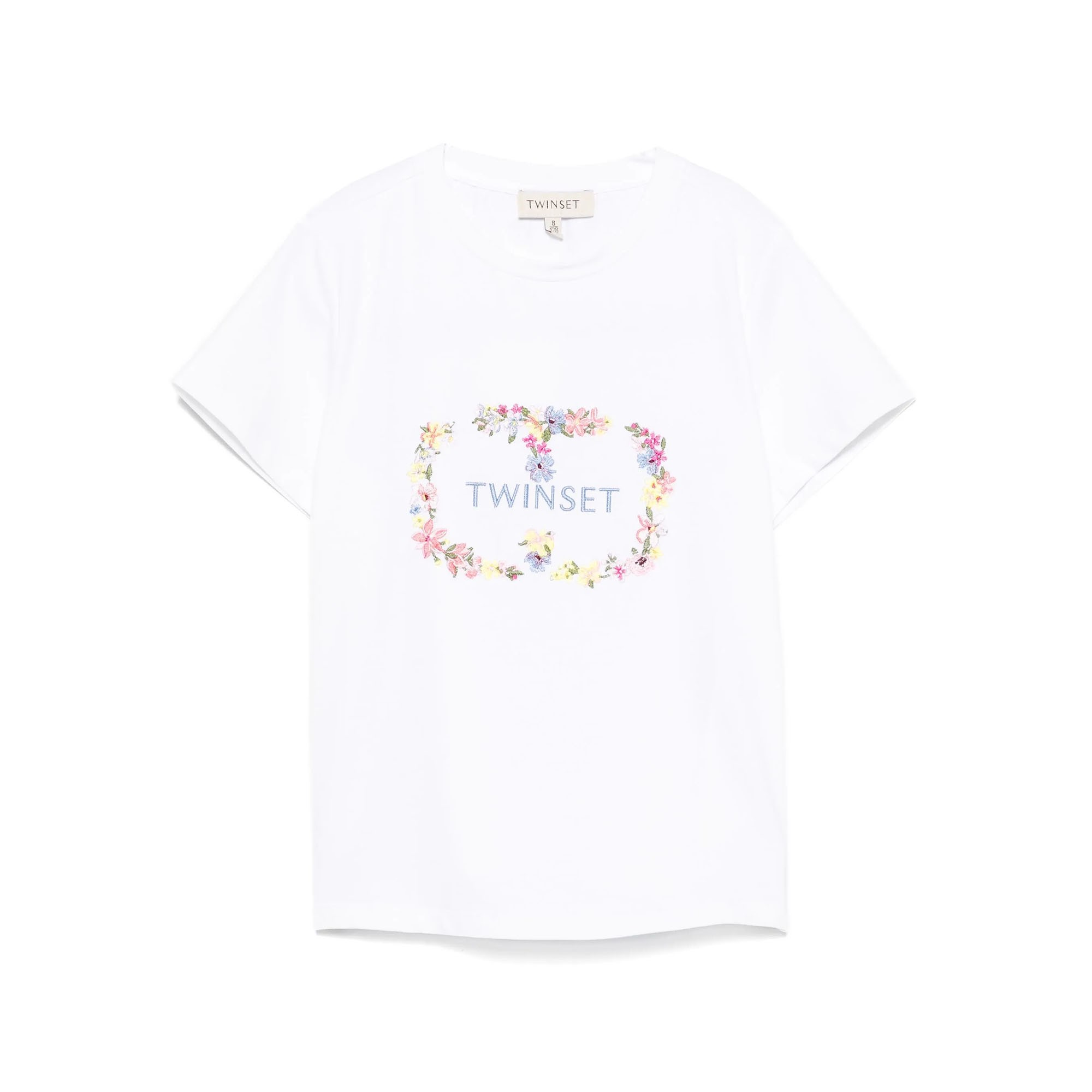 TWIN-SET T-shirt bianca con logo ricamato bambina