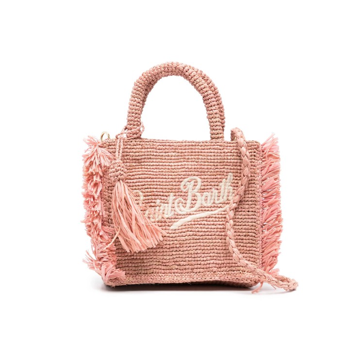SAINT BARTH Borsa Vanity mini rosa in rafia bambina