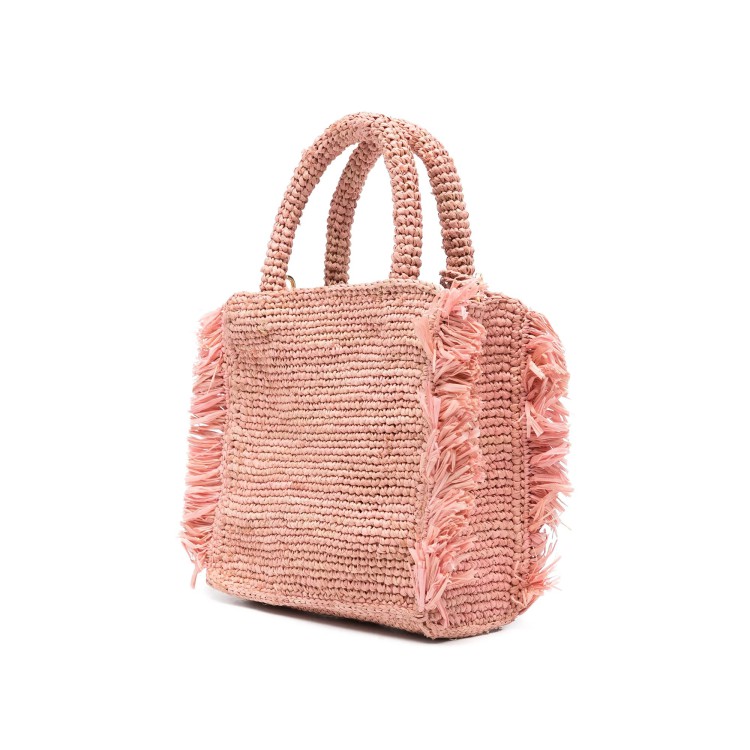 SAINT BARTH Borsa Vanity mini rosa in rafia bambina
