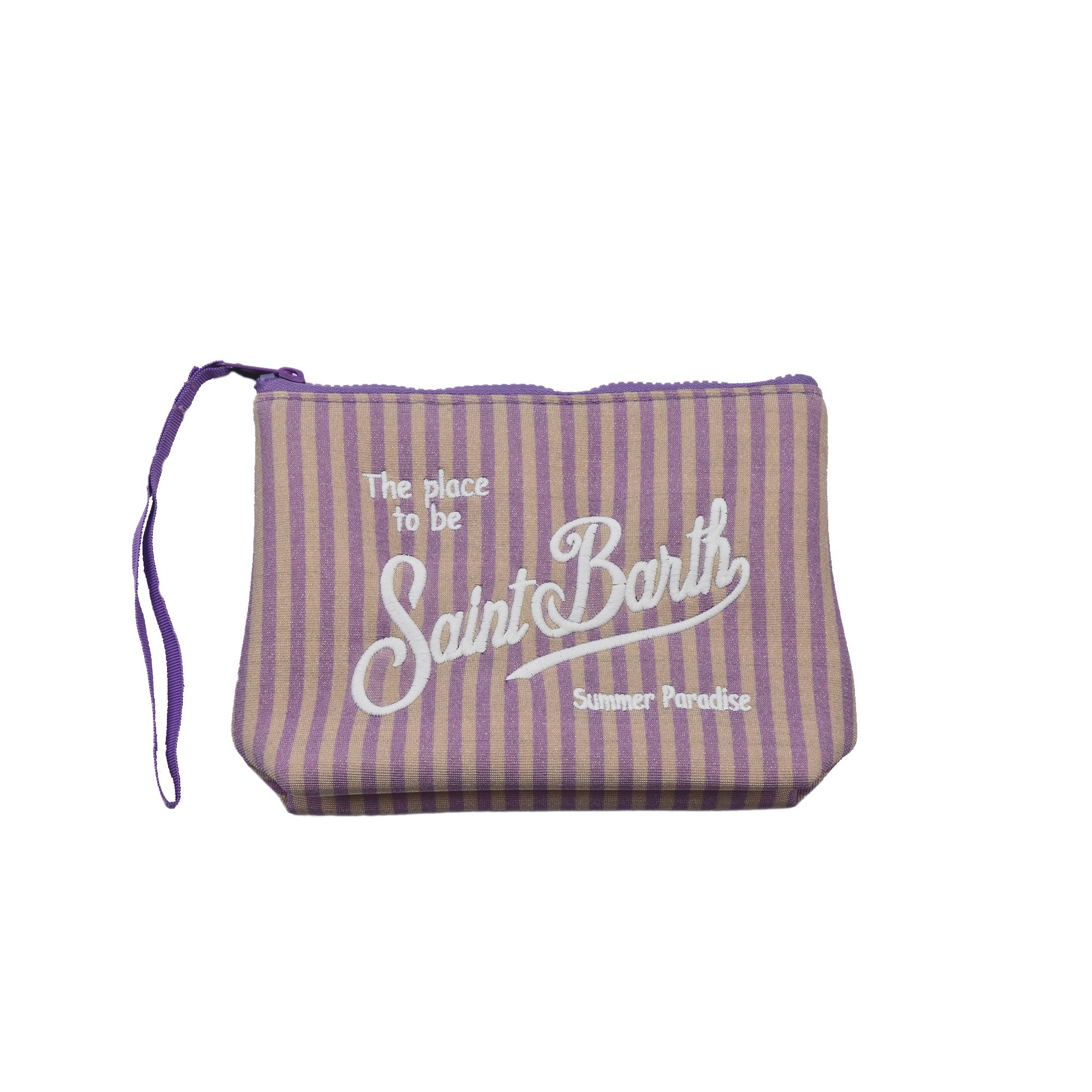 SAINT BARTH Pochette lurex a righe lilla bambina