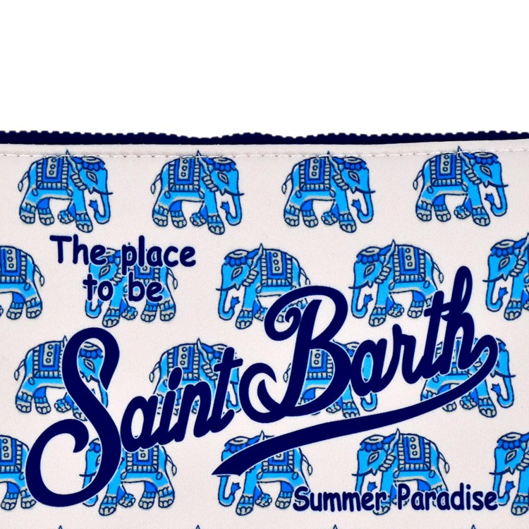 SAINT BARTH Pochette bianca con stampa elefanti bambina