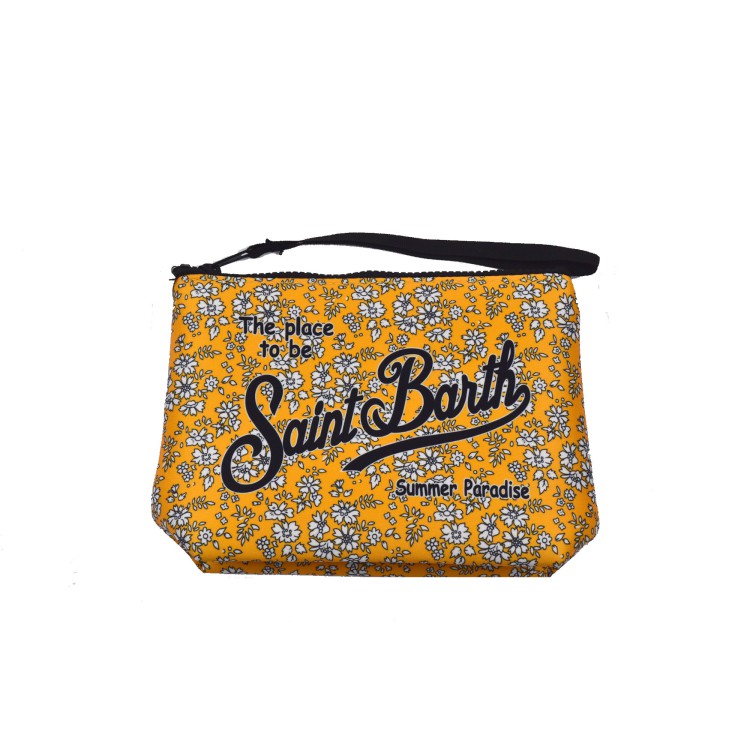 SAINT BARTH Pochette ocra con fiori bambina