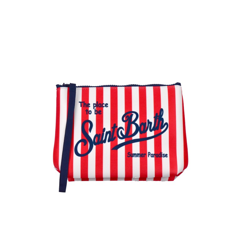 SAINT BARTH Pochette a righe sottili rosse bambini