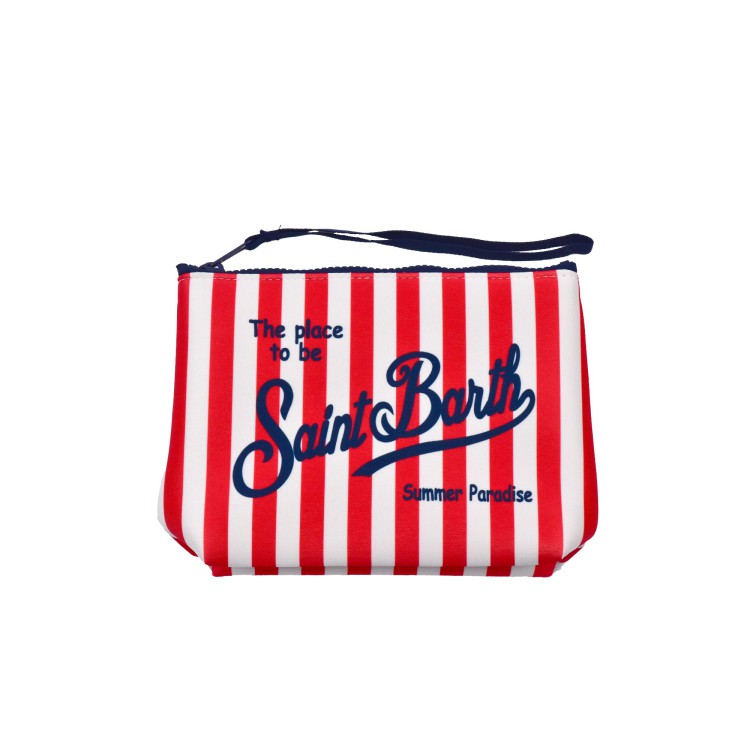 SAINT BARTH Pochette a righe sottili rosse bambini