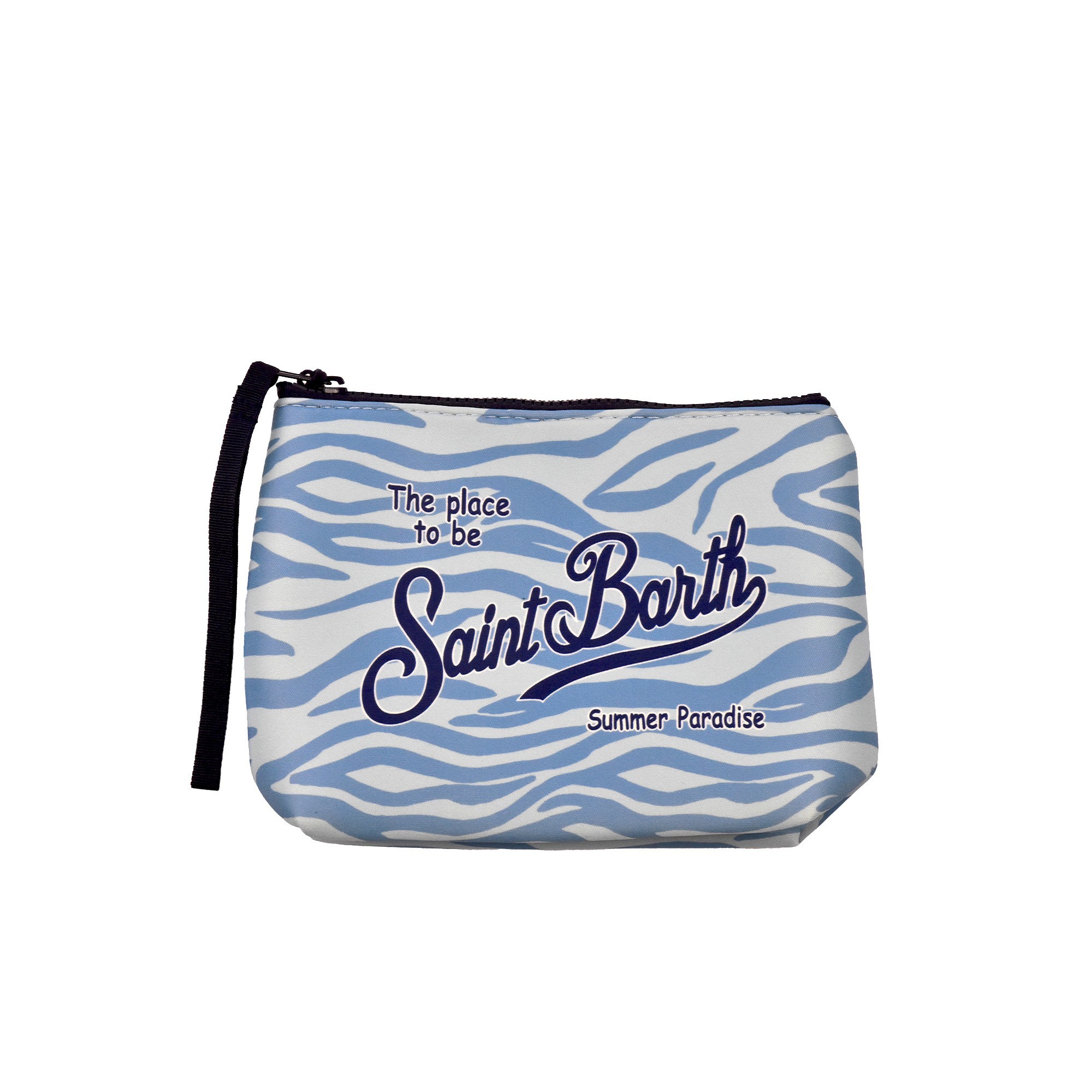 SAINT BARTH Pochette con motivo zebrato azzurro bambina